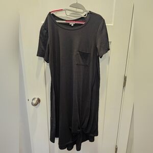 LuLaRoe Black Knot Hem T-Shirt Dress Stretch LBD Size XL